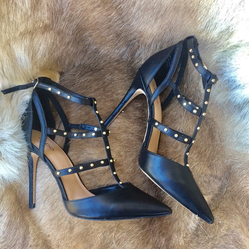 New Aldo black studded stiletto pumps